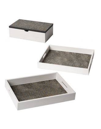 SET 2 VASSOI CON SCATOLA IN LEGNO