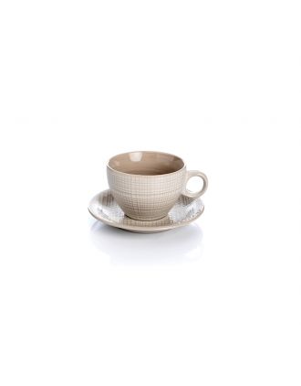 ANTIGUA SET 2 TAZZE JUMBO CON PIATTINO BEIGE