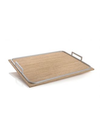 LISBONA VASSOIO CON MANICI IN METALLO 49 X 36,5 CM