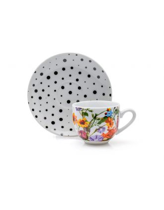 FLOR SET 6 TAZZE CAFFE' CON PIATTO