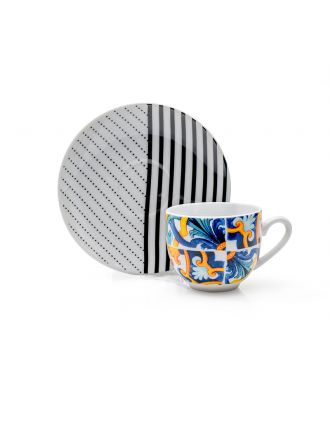 MILANO-BARI SET 6 TAZZE CAFFE' CON PIATTO