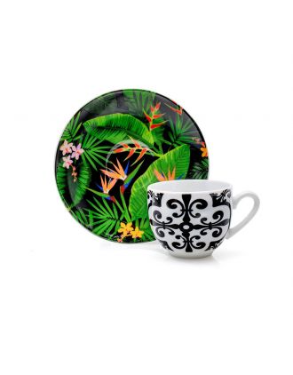 JUNGLA SET 6 TAZZE CAFFE' CON PIATTO