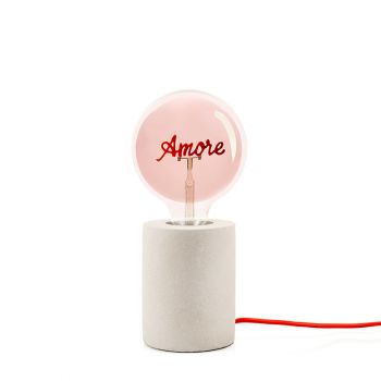 LAMPADA EMOZIONI DA VIVERE AMORE BASE CEMENTO BULBO FUMÈ